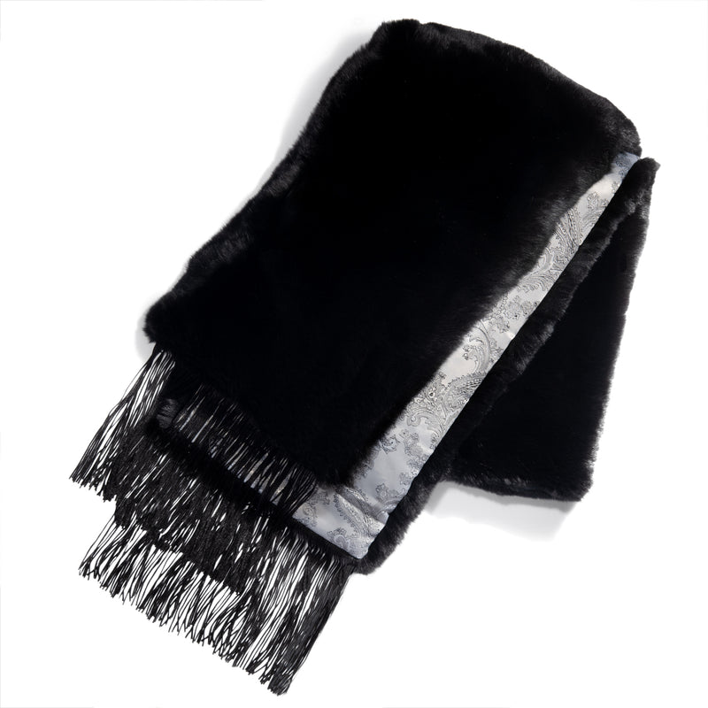 FURLUSH Silk & Rabbit Fur Scarf - Silver