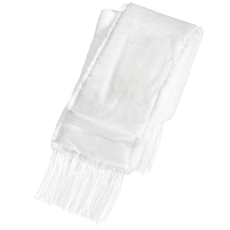 FURLUSH Silk & Rabbit Fur Scarf - White