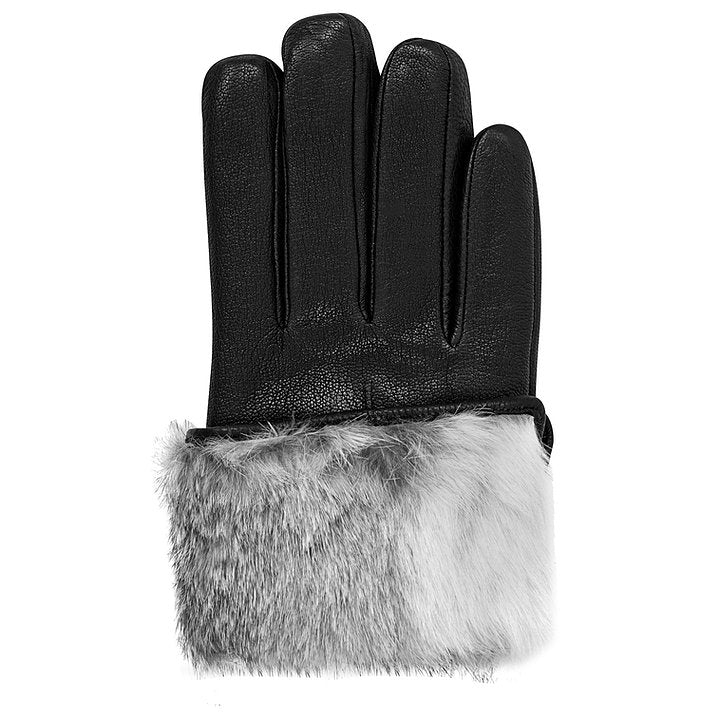 White Fur Lined Leather Gloves