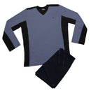 YUGO Men's Cotton Knit V-Neck Pajamas - 9082 Denim & Navy