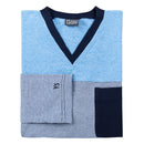 YUGO Men's Cotton Knit V-Neck Pajamas - 9195 Blue & Navy