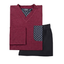 YUGO Boys & Men's Cotton Knit V-Neck Pajamas - 9244 Brick & Black